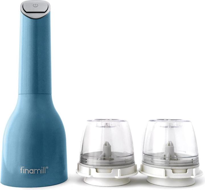 Actual product image FinaMill One navy blue with two FinaPod Pro Plus battery-operated (Various spices)