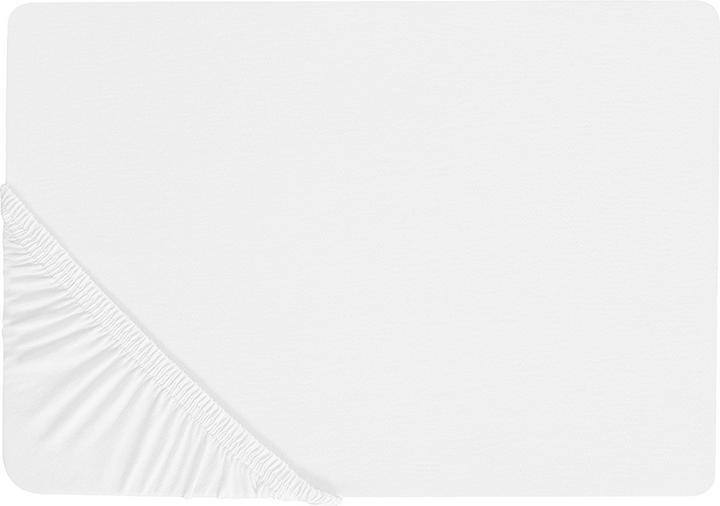 Beliani Fitted sheet cotton white 160 x 200 cm JANBU (160 x 200 cm)