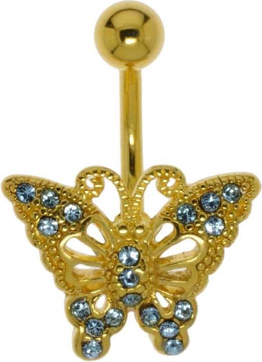 Produktbild Bijouteria Bauchpiercing (PVD Beschichtung (goldfarbig), Messing, Chirurgenstahl 316L, Kristall)