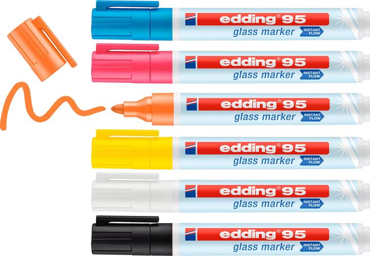 Immagine prodotto Edding Set di pennarelli per lavagna (Arancia, Pink, Nero, Blu chiaro, 3 mm, 4 x)