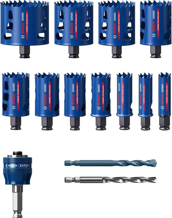 Produktbild Bosch Professional Zubehör EXPERT Tough Material Lochsäge-Set, 20/22/25/32/35/40/44/51/60/64/76 mm, 14-tlg. (20, 22, 25, 32, 35, 40, 44, 51, 60, 64, 76 mm)