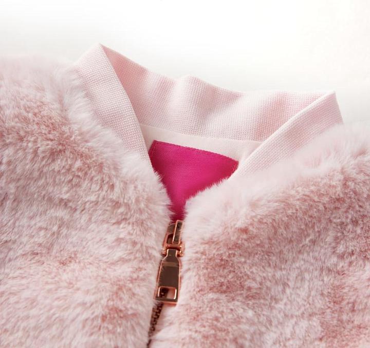 Image du produit VidaXL Veste pour enfants en fausse fourrure rose tendre 128,Matériau : fausse fourrure (100 (128)