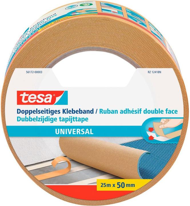 Produktbild tesa Doppelseitiges Klebeband Universal, 25 m x 50 mm, weiss, 6 Rollen (50 mm)