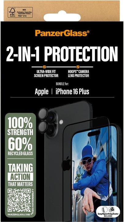 Image du produit PanzerGlass PG 2-in-1 Bundle iPhone 16 6.7Inch (1 pièce(s), Apple iPhone 16 Plus)