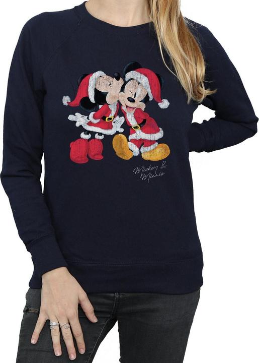 Actual product image Disney Womens/Ladies Mickey And Minnie Christmas Kiss Sweatshirt (S)