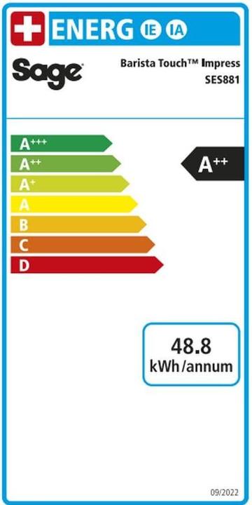 Energy Label Sage the Barista Touch Impress™ Stainless Steel (CH plug)