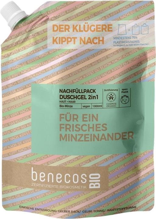 Benecos Für ein frisches Minzeinander Duschgel 2in1 Minze Haut & Haar Nachfüllpack Bio (1000 ml)