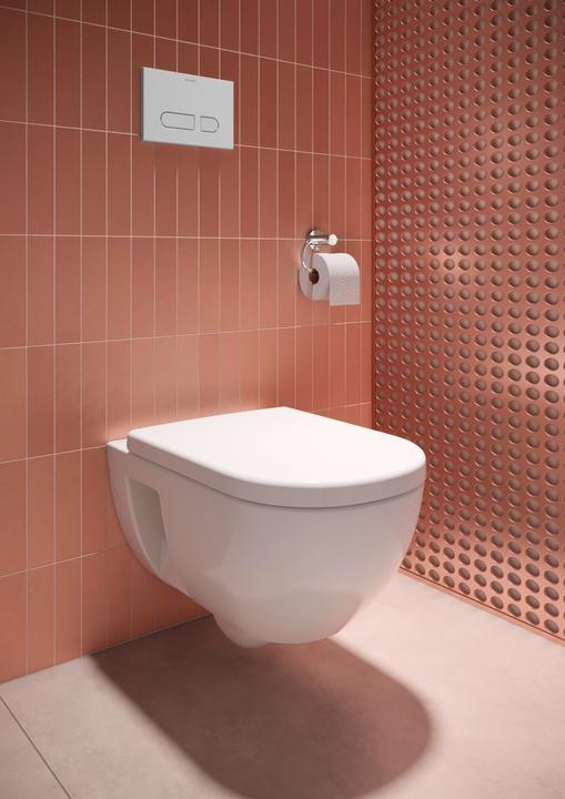 Actual product image Duravit D-Code wall-mounted toilet, low flush, rimless, 370x570x360mm, 4.5/3-litre, white high gloss