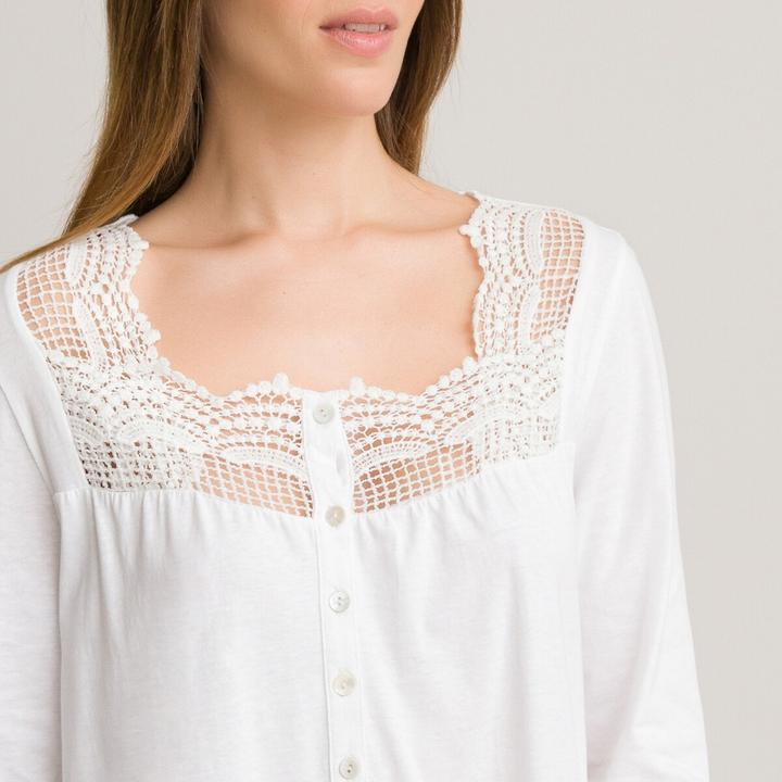 Actual product image Anne Weyburn Cotton and lace nightdress (52, 54)