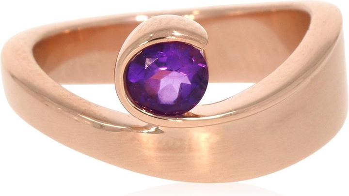Immagine prodotto Xen Anello con ametista da 5 mm circa 0,50 ct. placcato oro rosa (56, 925 Argento)