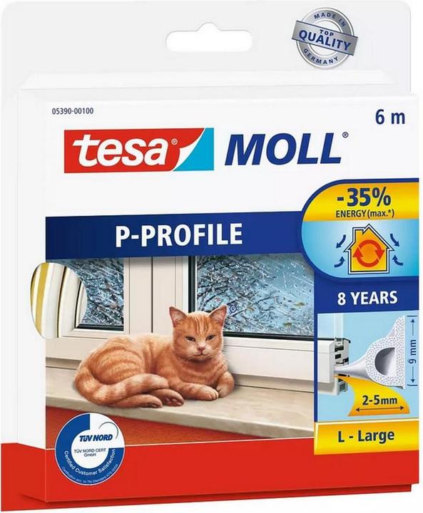 Actual product image tesa 2x tesamoll CLASSIC P-profile window seal, rubber seal for insulation, pack of two
