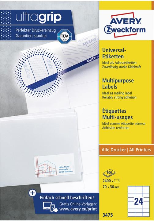 Actual product image Avery Universal labels