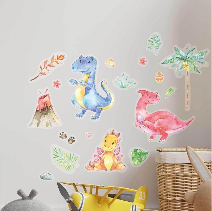 Actual product image Papierdrachen Wall tattoos - dinosaurs - set 5 (2 x 22 x 32 cm)