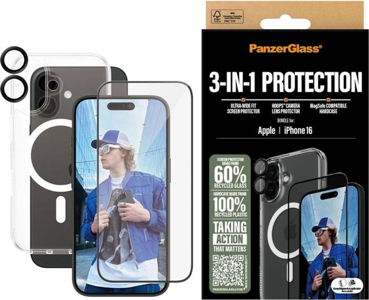 Produktbild PanzerGlass Bundle Ultra Wide FIt Glass + Case + Lens (1 Stück, Apple iPhone 16)