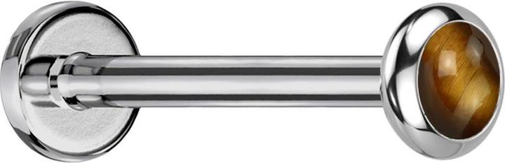 Star Piercing Micro Threadless Labret silber Scheibe abgerundet Tigerauge Stein (Mineralisch, ohne Messing, Titan G23)