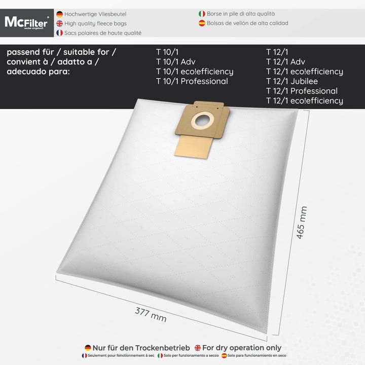 Actual product image Mc Filter 10 dust bags for Kärcher hoovers (10 x)