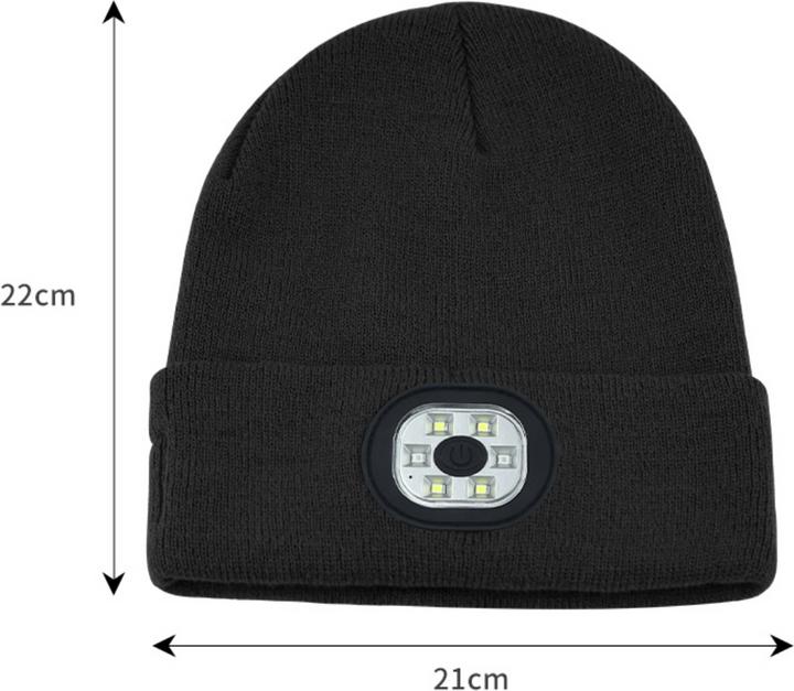 Immagine prodotto Japcell Cappello in maglia con luce LED ricaricabile integrata (120 lm)