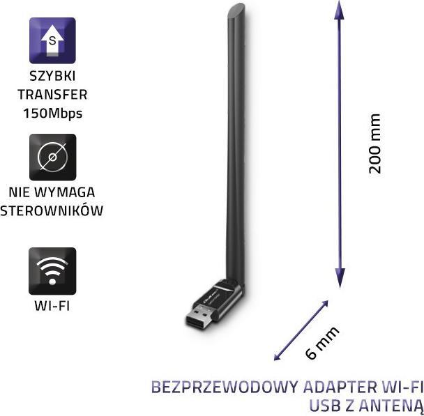 Actual product image Qoltec 57001 Network card WLAN (USB)