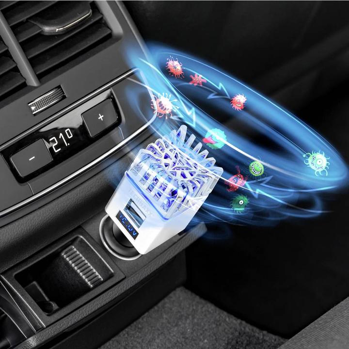 Actual product image Technaxx Ionizer car air purifier for 12/24V 2x USB TX 130