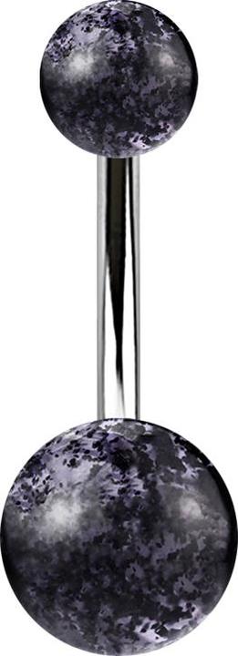 Produktbild Star Piercing Banane silber mit zwei Glitter Kugeln schwarz (Acryl, ohne Messing, Chirurgenstahl 316L)