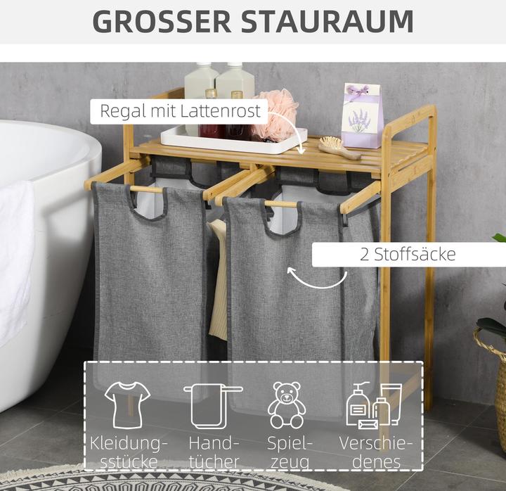 Produktbild Homcom Wäschekorb mit 2 separate Wäschesäcken