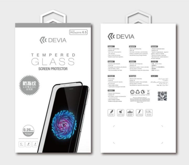Actual product image Devia Van Entire View Anti-glare Tempered Glass iPhone 11 Pro Max black (1 Piece, Apple iPhone 11 Pro Max)