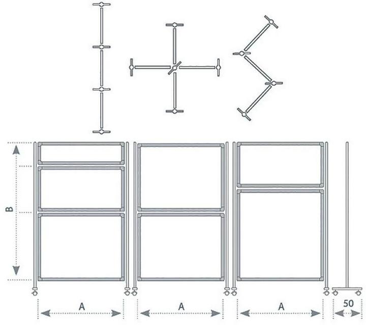 Actual product image Franken Set of castors for movable wall system ECO, black plastic, lockable