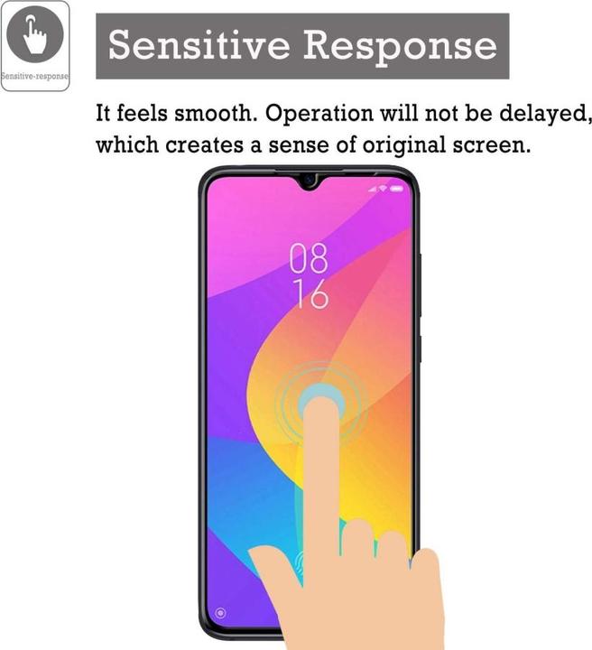 Actual product image Screenguard Xiaomi Mi 9 Lite Full Screen Protective Glass Film 2.5D 9H (1 Piece, Mi 9 Lite)