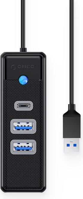 Immagine prodotto Orico Adattatore Hub USB a 2x USB 3.0 + USB-C, 5 Gbps, 0,15 m (nero) (USB-C, 3 Porti)