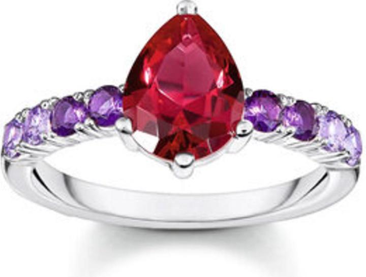 Actual product image Thomas Sabo Solitaire ring with drop-shaped red stone silver (54, 925 Silver)