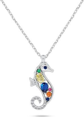 Brilio Silver - Silver necklace Sea turtle with clear zircons NCL162W