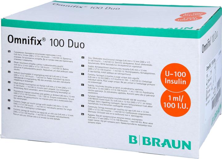 Image du produit B.Braun Insulin 1 ml duo mit Kanüle G26 (Seringue d'insuline)
