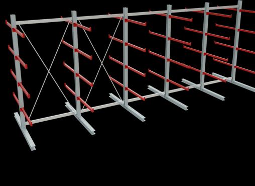Image du produit Schulte Lagertechnik K 6000 Rayonnage de base à bras portants 6 montants - 2 côtés