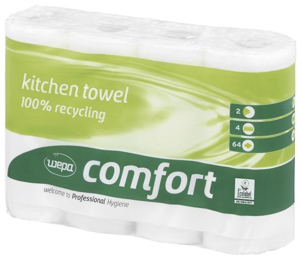 Produktbild Wepa Satino by comfort Küchenrolle 2lagig I 4 Rollen I 100% Recycling I 167050