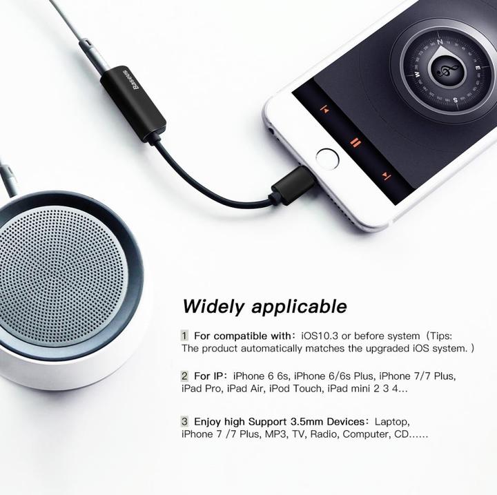 Immagine prodotto Baseus L32 IP maschio a 3.5mm+IP femmina adattatore nero (Jack da 3.5mm, Lightning)