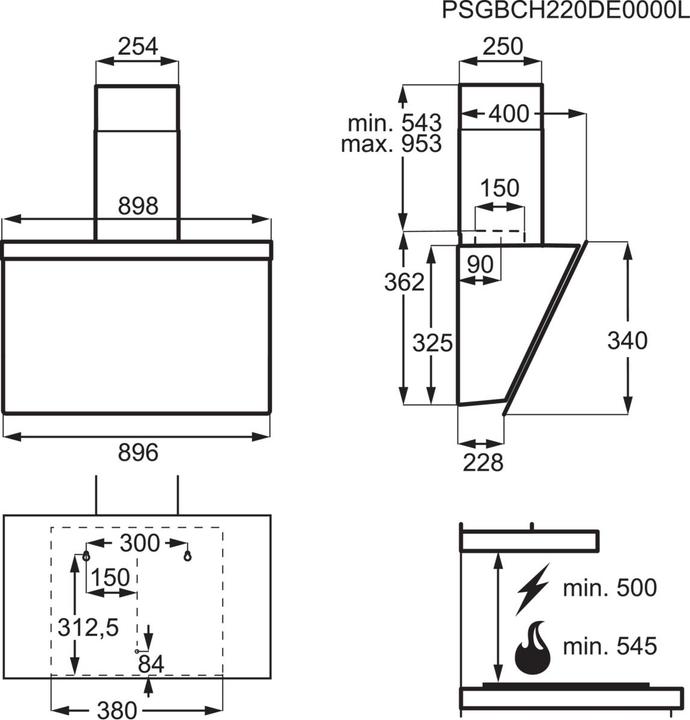 Actual product image AEG DAMPCAP DVE5961HB (Wall hood)