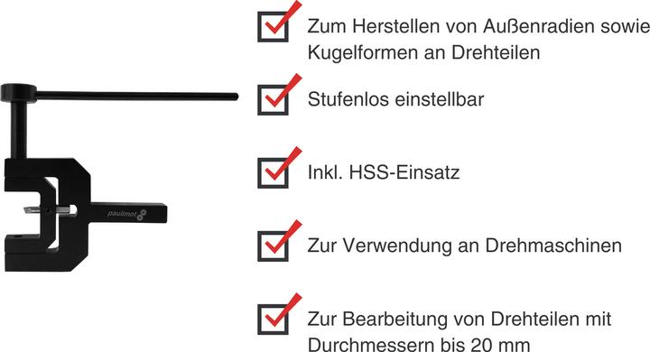 Actual product image Paulimot Mini-Kugeldrehvorrichtung mit HSS-Einsatz