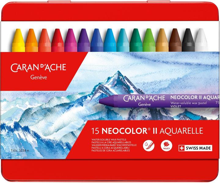Caran d'Ache Neocolor II Aquarelle Metallschachtel (Multicolore, 15 x)