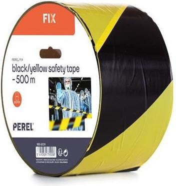 Produktbild Perel Schwarz/gelbes Sicherheitsband - 500 m - Rolle (80 mm)