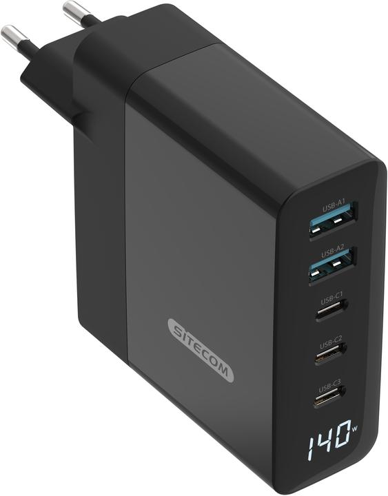 Sitecom 140w Pd Wall Charger, LED Screen (140 W)