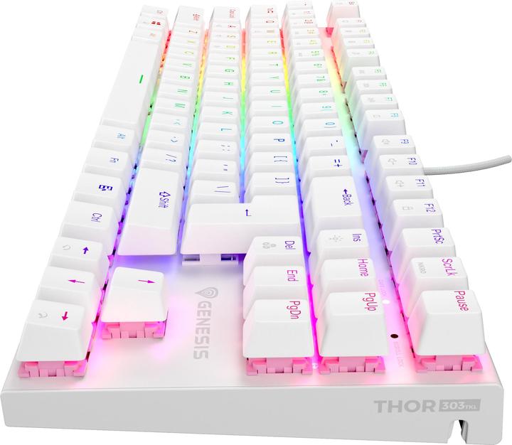 Actual product image Genesis Thor 303 TKL RGB biała Outemu Peach Silent (Eng. Int., Cable)