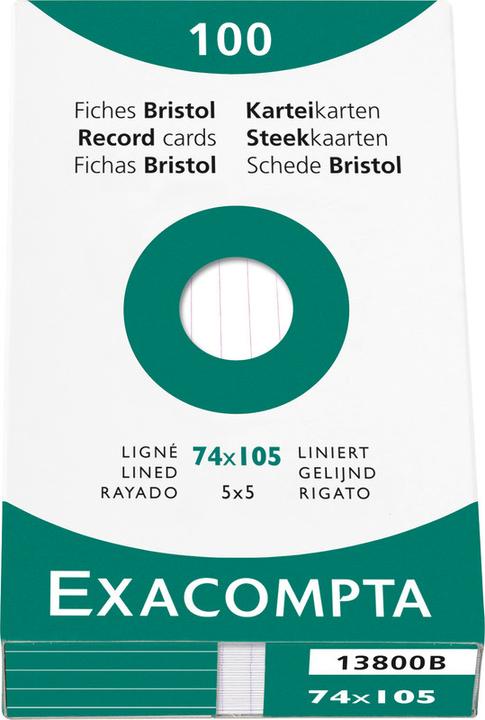 Image du produit Exacompta Fiches A7, doublées (A7, 205 g/m², 100 x)