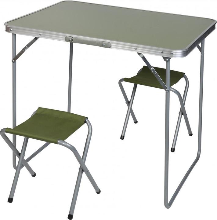 Enero table de camping pliante 80 x 60 x 70 cm + deux chaises vert