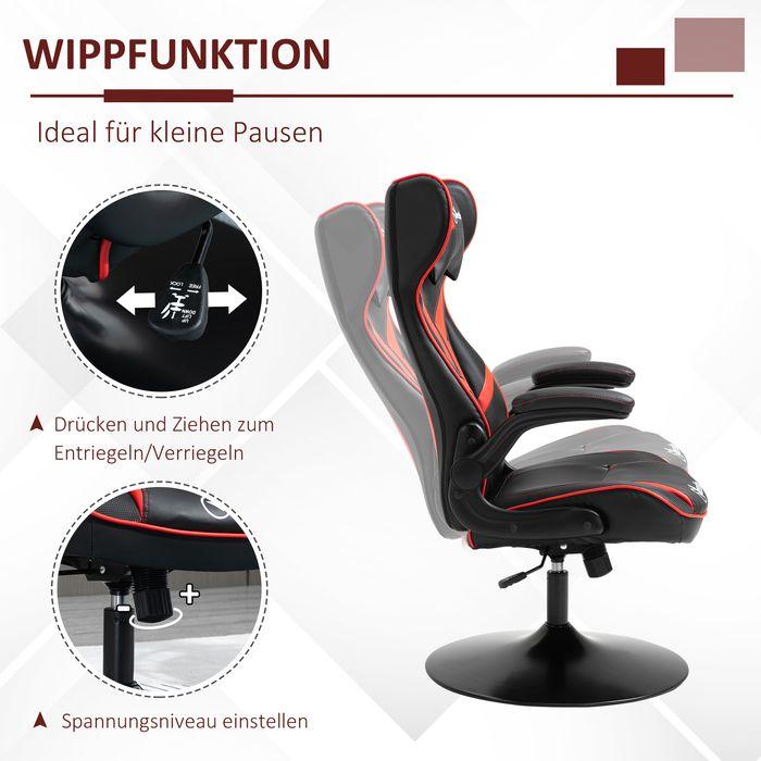 Immagine prodotto Swisshandel24 Sedia da gioco sedia ergonomica per computer con funzione di dondolo nero+rosso