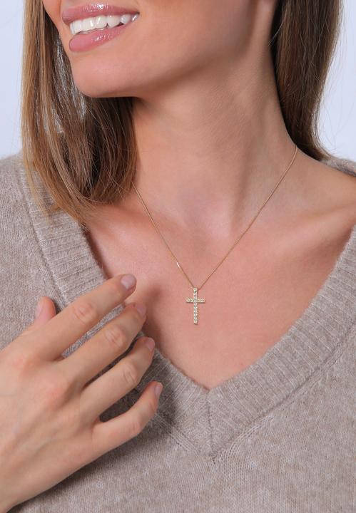 Immagine prodotto Elli mit Kreuz-Anhänger verziert mit Kristallen (Argento, 45 cm)