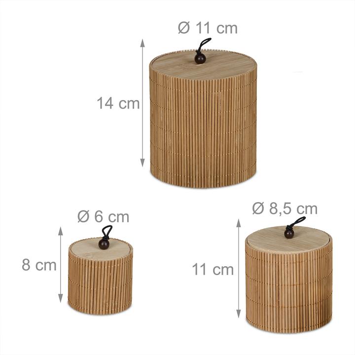 Produktbild Relaxdays 3x Bambusbox (11 x 11 x 14 cm, 1.69 l)