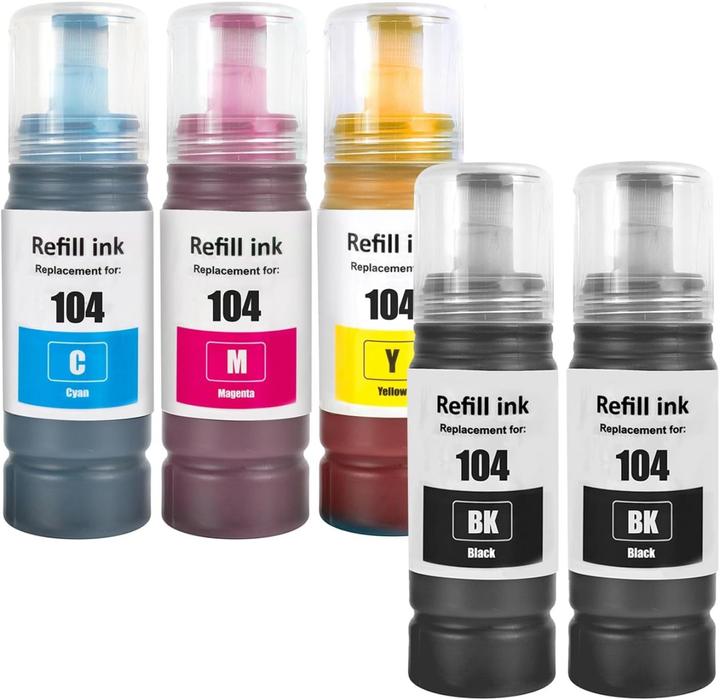 Plutoos Epson 104 Ecotank Patrone XXL kompatibel, 5erFarbset