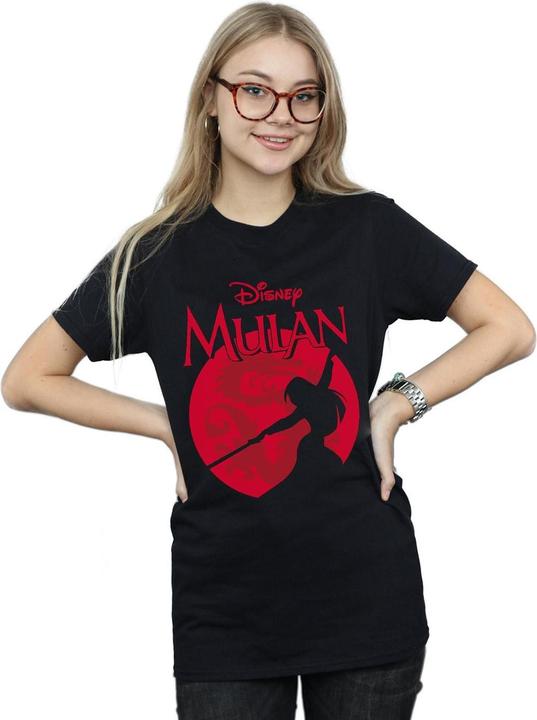 Actual product image Disney Womens/Ladies Mulan Dragon Silhouette Cotton Boyfriend T-Shirt (XXL)