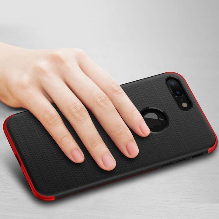 Produktbild König Design Handyhülle Apple iPhone 8 Plus Full Cover Carbon Case Schutz Bumper Etuis Gold (Apple iPhone 8 Plus)