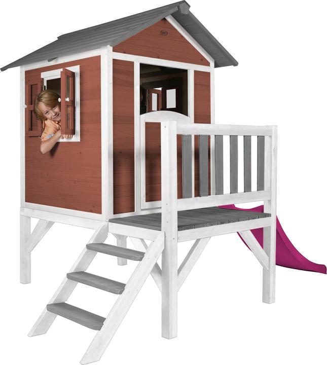 Produktbild Axi Lodge XL Spielhaus Skandinavisches Rot - Lila Rutsche